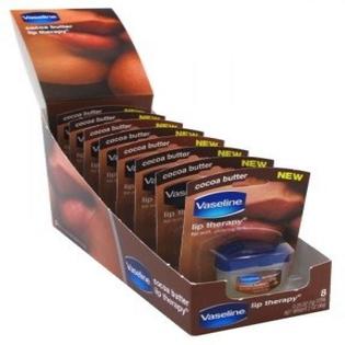 0794866377207 - VASELINE LIP THERAPY COCOA BUTTER 0.25OZ JAR (8 PIECES)DISPLAY