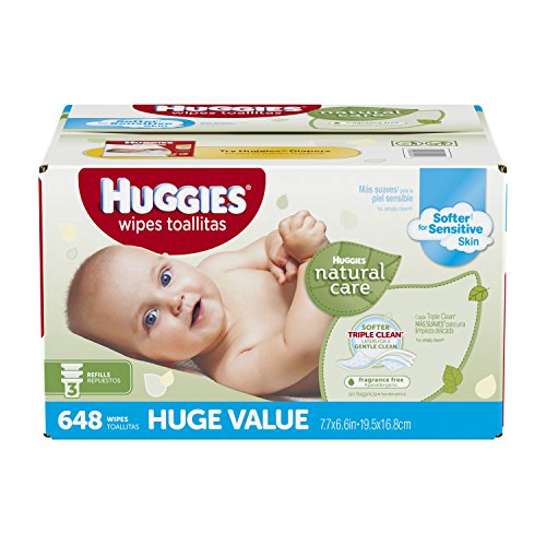 0795186445645 - HUGGIES NATURAL CARE BABY WIPES, REFILL, UNSCENTED, HYPOALLERGENIC, ALOE AND VITAMIN E, 648 COUNT