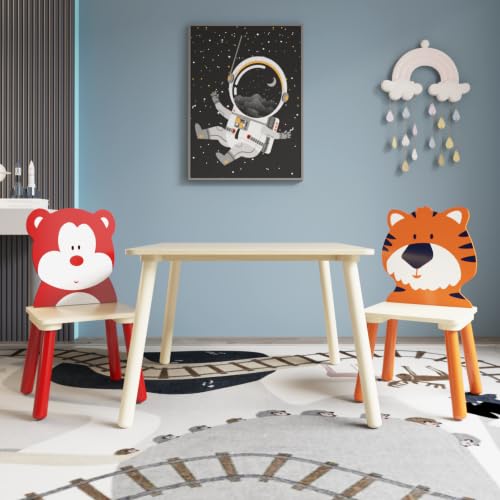 0795205197289 - LAMERGE KIDS WOOD TABLE AND CHAIR SET, KIDS PLAY TABLE WITH 2 CHAIRS, FOR TODDLERS, GIRLS, BOYS