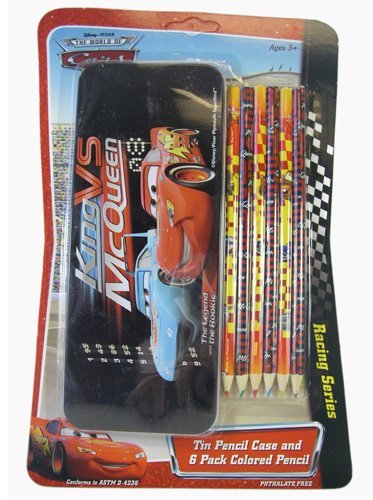 0079522806179 - CARS TIN PENCIL CASE AND 6 PACK COLORED PENCIL - DISNEY'S CARS PENCIL CASE