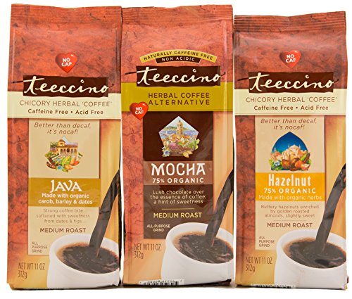 0795239890026 - TEECCINO VARIETY PACK (HAZELNUT, MOCHA, AND JAVA) CHICORY HERBAL COFFEE, CAFFEINE FREE, ACID FREE, 11OZ (PACK OF 3)