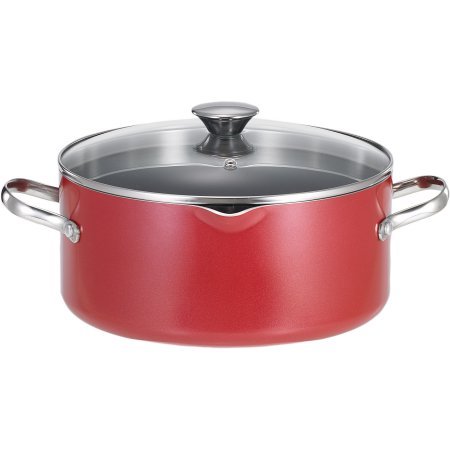 0795264361317 - WEAREVER COOK AND STRAIN NON-STICK 5-QUART JUMBO COOKER, RED