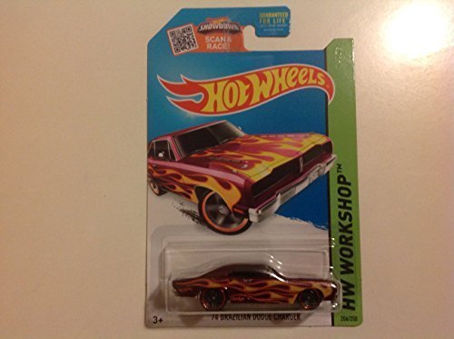 0795418189620 - HOT WHEELS HW WORKSHOP '74 BRAZILIAN DODGE CHARGER RED/YELLOW FLAMES #206/250 BY MATTEL