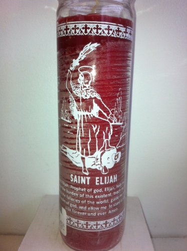 0795434577951 - SAINT ELIJAH (SAN ELIAS) 7 DAY 1 COLOR UNSCENTED RED CANDLE IN GLASS