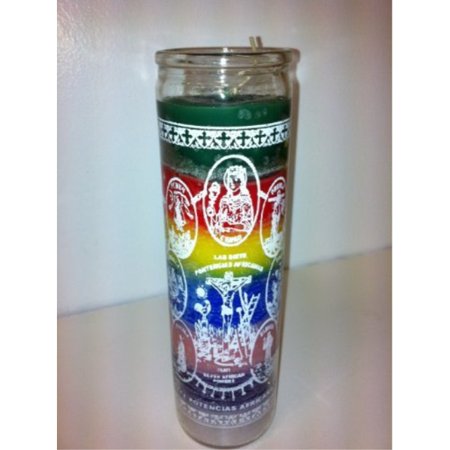 0795434658605 - 7 AFRICAN POWERS (LAS SIETE POTENCIAS AFRICANAS) 7 DAY 7 COLOR UNSCENTED CANDLE IN GLASS