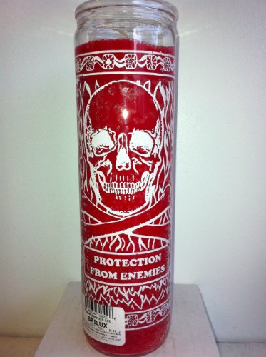 0795434718026 - PROTECTION FROM ENEMIES 7 DAY UNSCENTED RED CANDLE IN GLASS (MUERTE CONTRA MIS ENEMIGOS)