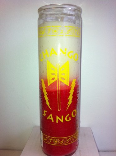 0795434761473 - THE ORISHA CHANGO / SHANGO 7 DAY 2 COLOR UNSCENTED CANDLE IN GLASS