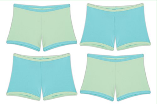 0795622680340 - HANES GIRLS PREMIUM 4-PACK FUN,VIBRANT COLOR PLAY SHORTS (MED/7-8, 2 GREEN 2 TEAL BLUE)