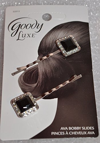 0795827877835 - GOODY LUXE JEWEL AND CRYSTAL AVA BOBBY SLIDES 2 PIECE (HAIR PIN) (BLACK)