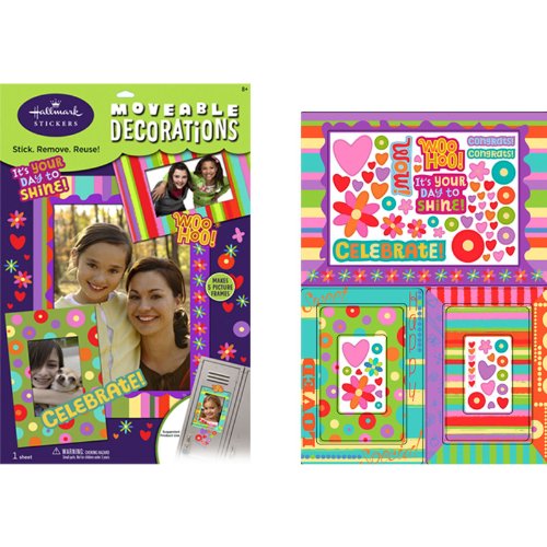 0795902242077 - HALLMARK - HAPPY FACES AND HEARTS PICTURE FRAMES REMOVABLE WALL DECORATIONS