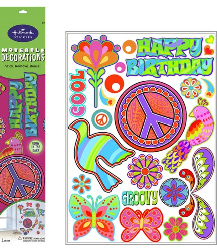 0795902242152 - PEACE SIGNS GLOW IN THE DARK REMOVABLE WALL DECORATIONS PARTY ACCESSORY