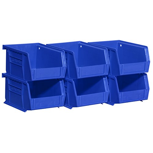 0796299510381 - AKRO-MILS 08212BLUE 30210 PLASTIC STORAGE STACKING AKROBINS FOR CRAFT AND HARDWARE (6 PACK), BLUE
