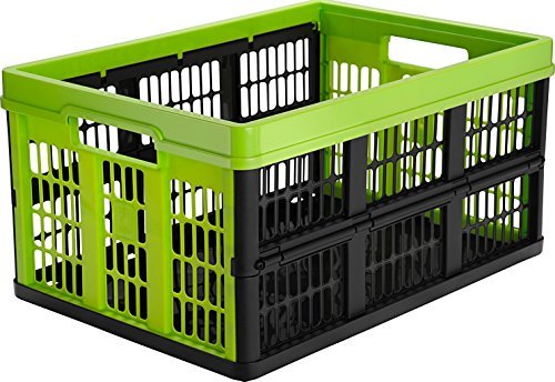 0796299518264 - CLEVERMADE CLEVERCRATES COLLAPSIBLE STORAGE CONTAINER, 45 LITER GRATED UTILITY CRATE, KIWI GREEN BY CLEVERMADE
