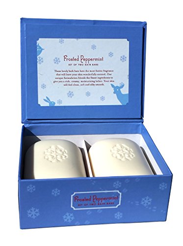 0796433323624 - SAN FRANCISCO SOAP COMPANY SET OF 2 - 8 OZ BATH BAR SOAPS GIFT SET W/ POP-UP HOLIDAY FOREST GREETING CARD (FROSTED PEPPERMINT)