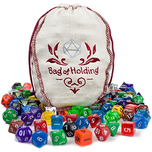 0796520340244 - WIZ DICE BAG OF HOLDING: 140 POLYHEDRAL DICE IN 20 GUARANTEED COMPLETE SETS