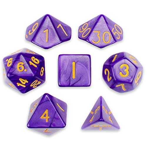 0796520351912 - 7 DIE POLYHEDRAL DICE SET - LUCID DREAMS (PURPLE PEARL) WITH VELVET POUCH BY WIZ DICE