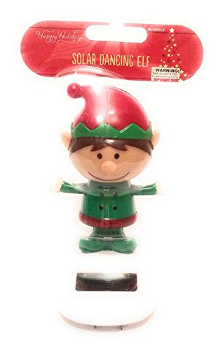 0796526343638 - NEW HAPPY HOLIDAYS SOLAR POWERED DANCING ELF IN GREEN COLOR CHRISTMAS CLOTH.