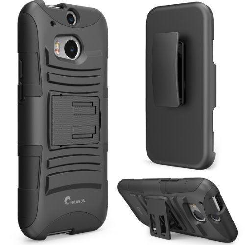 0796762313877 - HTC ONE M8 CASE, I-BLASON PRIME SERIES DUAL LAYER HOLSTER COVER WITH KICKSTAND AND LOCKING BELT SWIVEL CLIP FOR HTC ONE CASE 2014 FOR HTC ONE M8 (BLACK)
