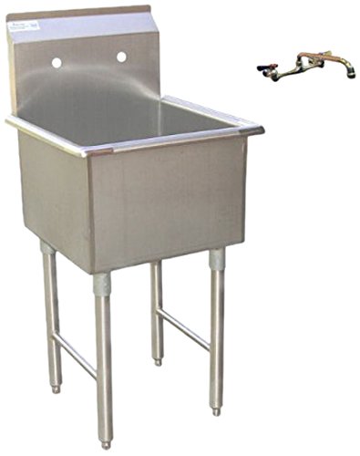 0796762693801 - ACE ECONOMY 1 COMPARTMENT STAINLESS STEEL COMMERCIAL FOOD PREPARATION SINK WITH 8 NO LEAD FAUCET, 18 X 18