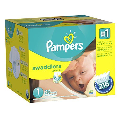 0796841969643 - PAMPERS SWADDLERS DIAPERS SIZE 1 ECONOMY PACK PLUS, 216 COUNT (PACKAGING MAY VARY)