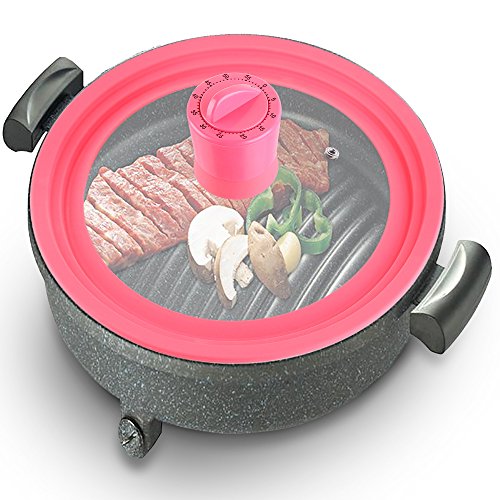 0796856325250 - BASILY SILICONE POT LID WITH COVER-MOUNT TIMER, 10, PINK