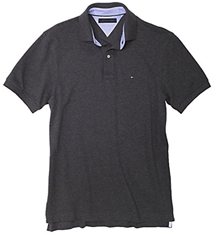 0796856385148 - TOMMY HILFIGER CLASSIC FIT MEN POLO T-SHIRT (LARGE, DARK GREY)