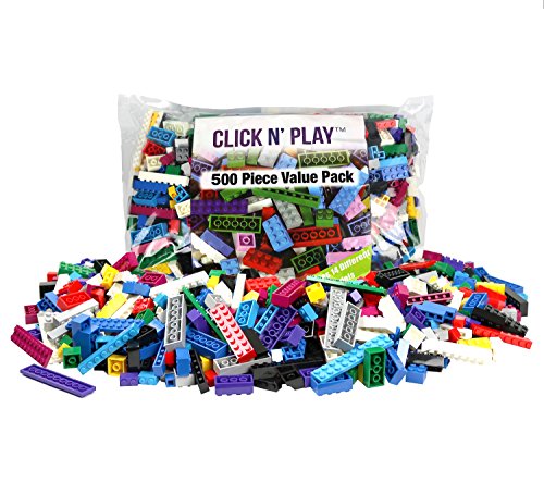 0796890173084 - CLICK N' PLAY - 500 PC VALUE PACK OF BUILDING BRICKS - TIGHT FIT AND COMPATIBLE WITH LEGO