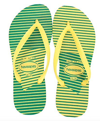 0796890428863 - HAVAIANAS WOMEN'S TORCIDA SLIM FLIP-FLOPS - YELLOW/GREEN - IMPORTED FROM BRAZIL (3/4 YOUTH US 33/34 BR 35/36 EUR, YELLOW/GREEN)