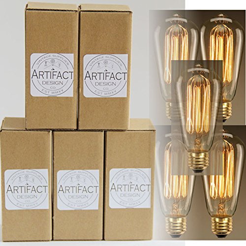 0796890970669 - ARTIFACT DESIGN ANTIQUE EDISON STYLE CLEAR DIMMABLE LIGHT BULB , 40 WATTS SET OF 5 BRASS E26 BASE