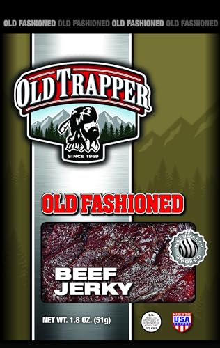 0079694221060 - OLD TRAPPER OLD FASHIONED BEEF JERKY (6-1.8OZ. BAGS) - TRADITIONAL STYLE REAL WOOD SMOKED - HEALTHY SNACK – GREAT FOR LUNCH, SNACKS AND SHARING - MADE FROM 100% TOP ROUNDS
