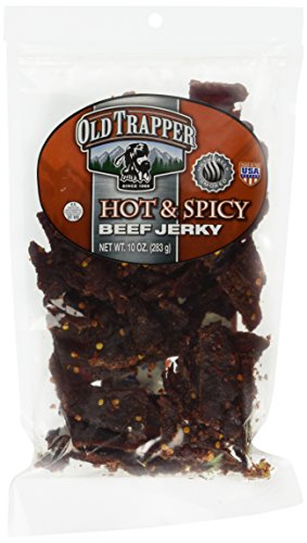 0079694225129 - OLD TRAPPER BEEF JERKY 10OZ, NATURALLY SMOKED, BEEF JERKY (HOT AND SPICY)