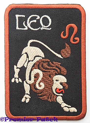 0797337702065 - LEO ZODIAC PATCH 4 INCH EMBROIDERED IRON ON BADGE APPLIQUE ASTOLOGICAL LION STAR SIGN
