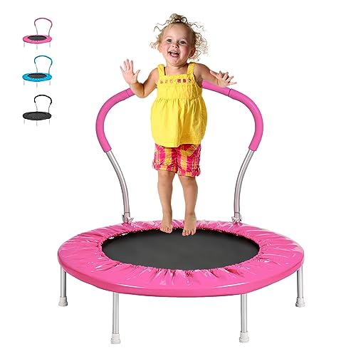 0797424037209 - LYROMIX 36INCH KIDS TRAMPOLINE FOR TODDLERS WITH HANDLE, INDOOR MINI TRAMPOLINE FOR KIDS, SMALL REBOUNDER TRAMPOLINE, ADULT FITNESS TRAMPOLINE FOR INDOOR AND OUTDOOR USE, BRIGHT PINK