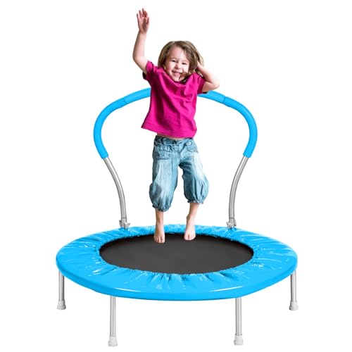 0797424037377 - LYROMIX 36INCH KIDS TRAMPOLINE FOR TODDLERS WITH HANDLE, INDOOR MINI TRAMPOLINE FOR KIDS, SMALL REBOUNDER TRAMPOLINE, ADULT FITNESS TRAMPOLINE FOR INDOOR AND OUTDOOR USE, VIBRANT BLUE