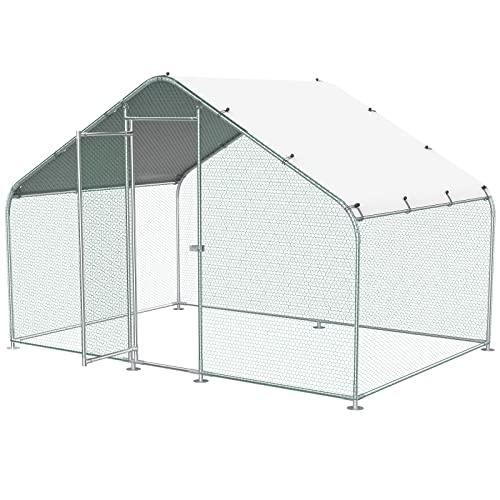 0797427334787 - UNOVIVY LARGE METAL CHICKEN COOP, WALK-IN POULTRY CAGE CHICKEN RUN PEN DOG KENNEL DUCK HOUSE RABBITS HABITAT CAGE SPIRE SHAPED COOPS AND SECURE LOCK FOR OUTSIDE, BACKYARD AND FARM(10LX6.6W X6.56H)