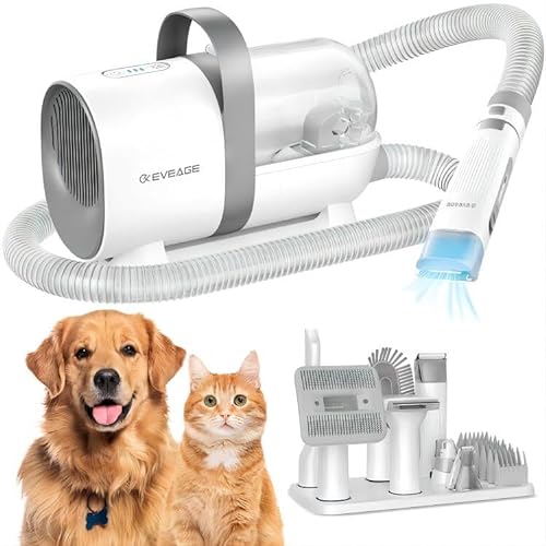 0797430767237 - EVEAGE DOG GROOMING CLIPPER KIT 13000PA STRONG GROOMING & VACUUM SUCTION 99.99% PET HAIR, 1.5L LARGE CAPACITY DUST CUP, LOW NOISE PET HAIR VACUUM, 7 GROOMING TOOLS & 6 NOZZLES FOR CAT & DOG HAIR