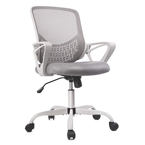 0797434422385 - HOME OFFICE CHAIR, MID BACK DESK CHAIR ERGONOMIC COMPUTER CHAIR EXECUTIVE ROLLING SWIVEL HEIGHT ADJUSTABLE MESH TASK CHAIR WITH LUMBAR SUPPORT ARMREST (MESH BACK, GREY)