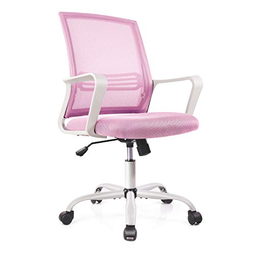 0797434423610 - OFFICE CHAIR ERGONOMIC MESH CHAIR COMPUTER DESK CHAIR EXECUTIVE HOME OFFICE CHAIRS WITH LUMBAR SUPPORT ARMREST ROLLING SWIVEL ADJUSTABLE MID BACK (LIGHT PINK)