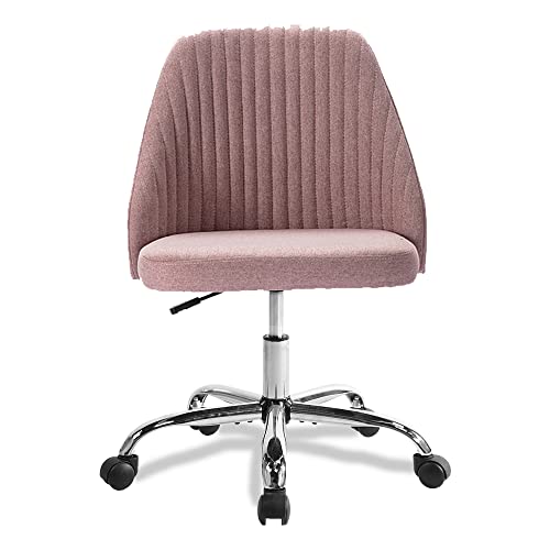 0797434584793 - HOME OFFICE CHAIR, CONTEMPORARY SWIVEL DESK CHAIR COMFORTABLE TWILL FABRIC TASK CHAIR MID BACK FOR SMALL SPACE, LIVING ROOM, MAKE-UP ROOM, STUDY ROOM, AND DORM ROOM (PINK)