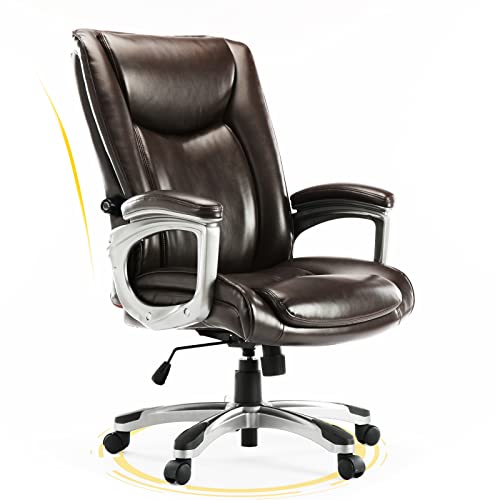 0797434586742 - OFFICE CHAIR, HOME DESK CHAIR BONDED LEATHER BIG CHAIR WITH PADDED ARMRESTS AND HIGH BACKREST COMPUTER CHAIR (BIG AND TALL, BROWN)
