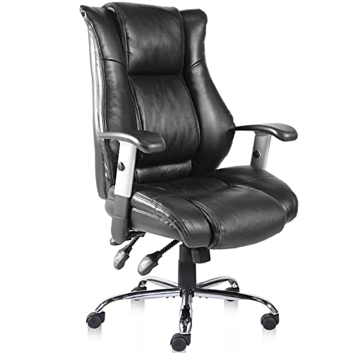 0797434730381 - OFFICE CHAIR, EXECUTIVE CHAIR ERGONOMIC COMPUTER CHAIR PU LEATHER HIGH BACK DESK CHAIR, ADJUSTABLE SWIVEL COMFORTABLE ROLLING CHAIR WITH ADJUSTABLE ARMRESTS, BLACK