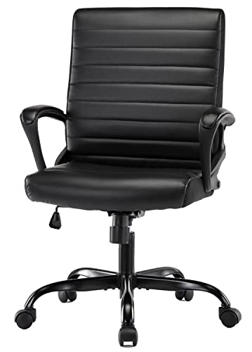 0797434730473 - EXECUTIVE HOME OFFICE CHAIR, ERGONOMIC COMPUTER DESK CHAIR BONDED LEATHER, ADJUSTABLE SWIVEL ROLLING TASK CHAIRS MID BACK WITH ARMRESTS