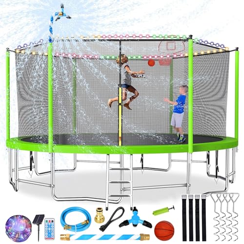 0797447917816 - LYROMIX UPGRADED 15FT TRAMPOLINE FOR KIDS AND ADULTS, LARGE OUTDOOR TRAMPOLINE WITH ENCLOSURE, BACKYARD TRAMPOLINE WITH BASKETBALL HOOP AND NET, CAPACITY FOR 4-7 KIDS AND ADULTS