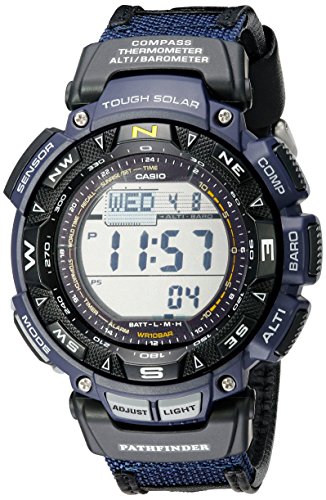 0079767477950 - CASIO MEN'S PAG240B-2CR PATHFINDER SPORT WATCH WITH BLACK LEATHER AND BLUE CLOTH BAND