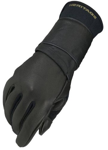0797698312729 - HERITAGE PRO 8.0 BULL RIDING GLOVE (BLACK), RIGHT HAND, SIZE 7