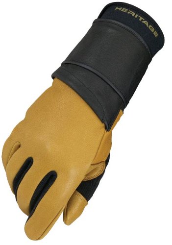 0797698312859 - HERITAGE PRO 8.0 BULL RIDING GLOVE (NATURAL TAN), RIGHT HAND, SIZE 8