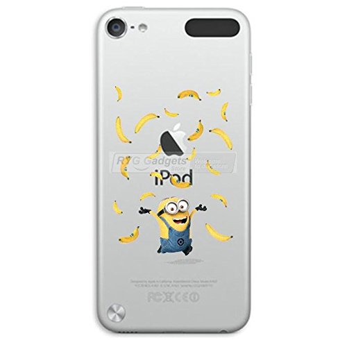 0797923123304 - IPOD TOUCH 5TH & 6TH GEN MINION CASE; HARD PLASTIC TRANSPARENT CLEAR BACK PROTECTOR SNAP ON CASE COVER WITH *FREE TEMPERED GLASS & WIPE* (BANANAS)