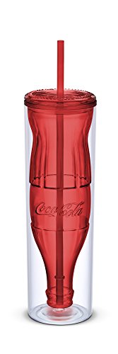 0797936373932 - COCA-COLA PREMIUM DOUBLE-INSULATED TUMBLER WITH LID - 14OZ - UPSIDE DOWN BOTTLE INSIDE - (PRODUCT)RED