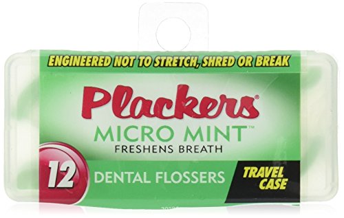 0797978560383 - PLACKERS MICRO FLOSSER WITH TRAVEL CASE, MINT, 12 COUNT