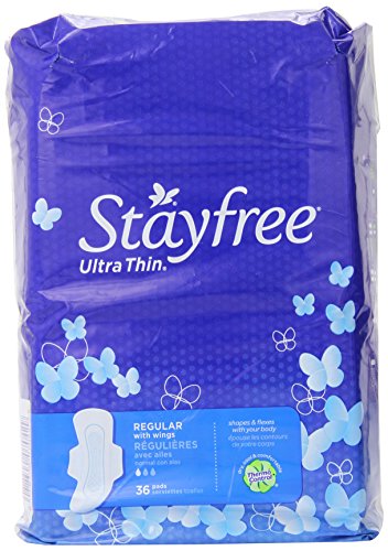 0797978694002 - STAYFREE ULTRA THIN PADS REGULAR WITH WINGS, 36 COUNT